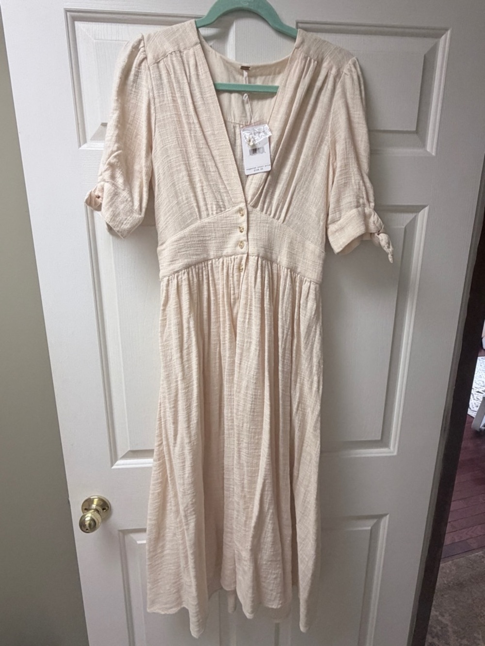 NWT Free People Cream Button-Front Midi Dress
